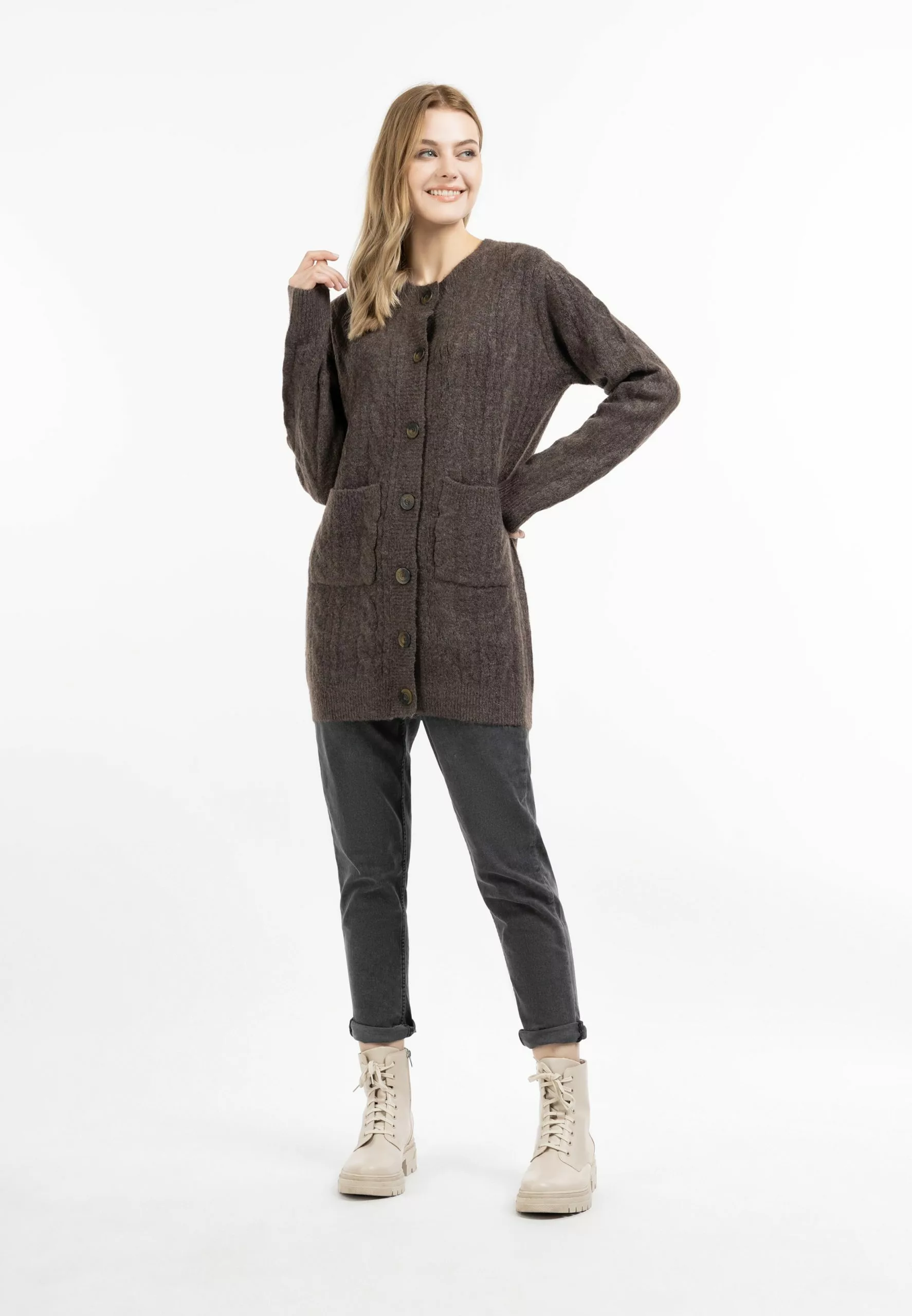 DreiMaster Vintage Gilets Cardigan Zitha Femme Brun Foncé 4 DreiMaster Vintage Gilets Cardigan Zitha Femme Brun Foncé – Image 4