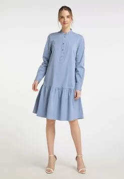 Robes Fluides Robe-chemise Femme Bleu Fumé -Magasin Vintage Dreimaster ff5ded2594e2c1584093790d8e571f4f